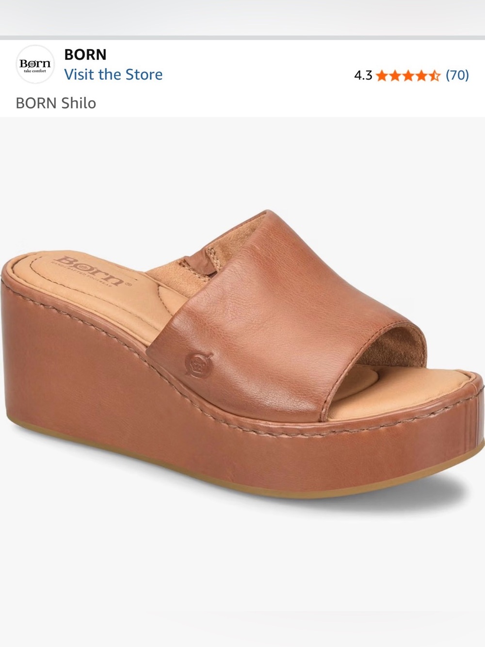 Born Brown Leather Platform Slide Wedges